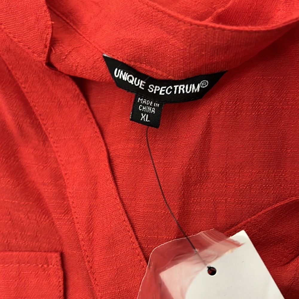 NWT Orange Women's half sleeve button up Blouse Top Orange XL - Picture 3 of 6